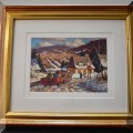 A24. Framed snowy landscape print. 